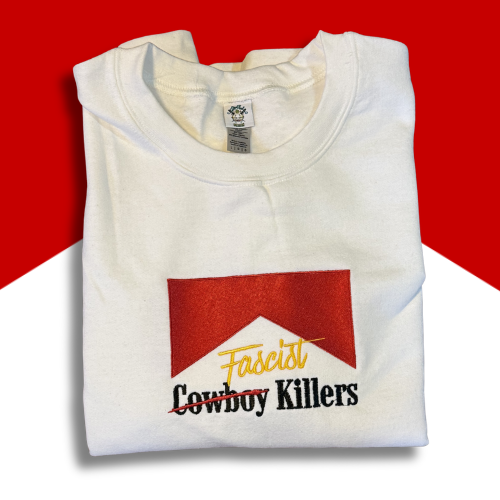 Cowboys Stay, Clowns Go Embroidered Unisex Crewneck Sweatshirt