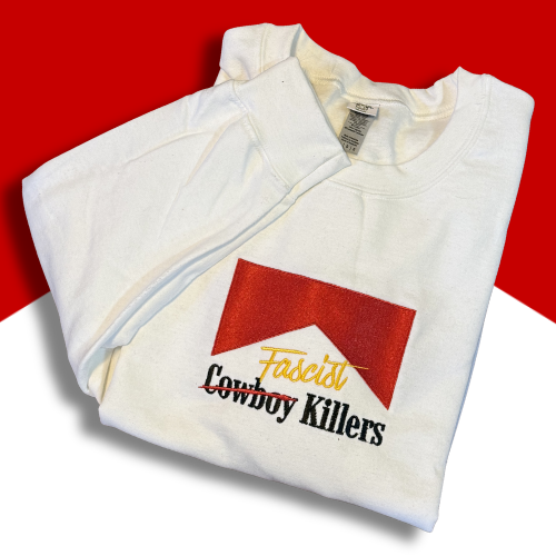 Cowboys Stay, Clowns Go Embroidered Unisex Crewneck Sweatshirt