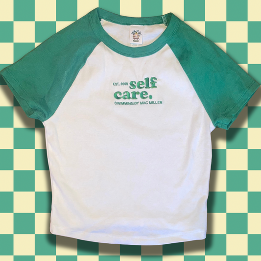 Green Embroidered Baby Doll Crop Top
