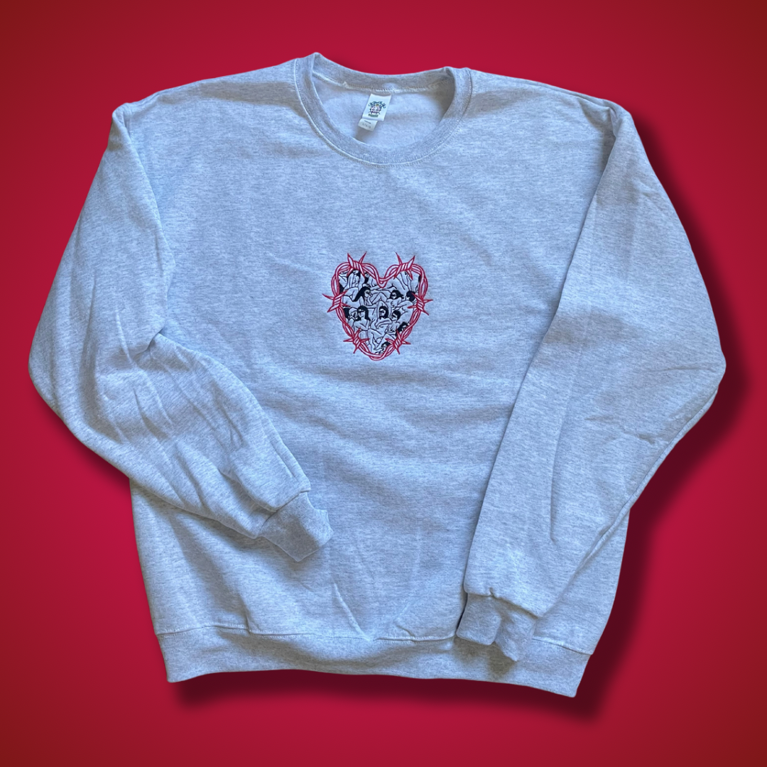 Barbed Heart Embroidered Unisex Crewneck Sweatshirt
