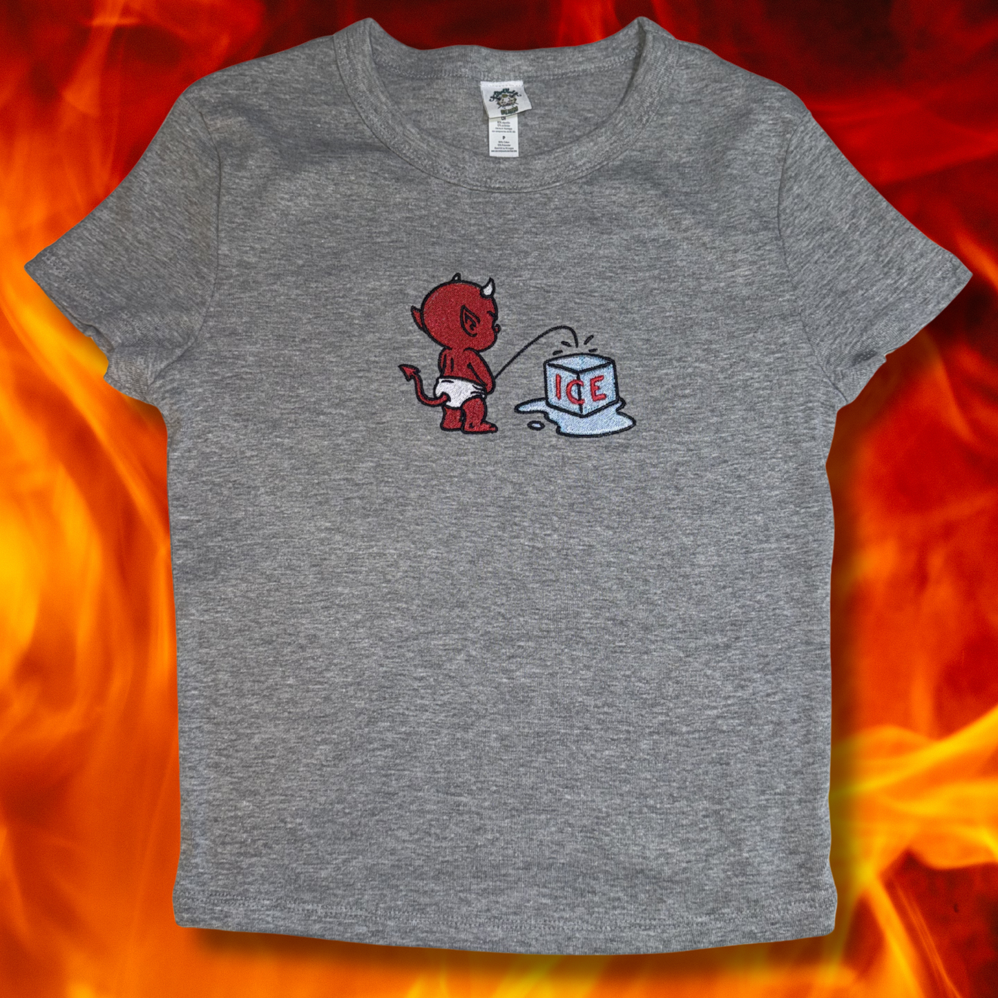 The Devil Doesn’t Do Cold Embroidered Unisex T-Shirt or Baby Tee