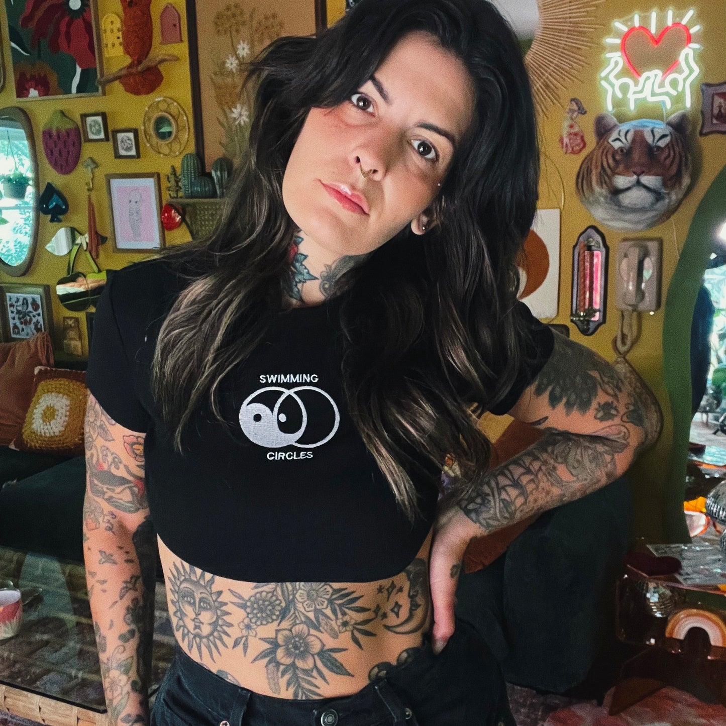 1:1 Swimming/Circles Crop Top