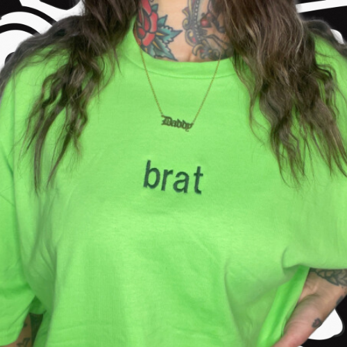 Brat (or custom text)  Embroidered Unisex T-shirt