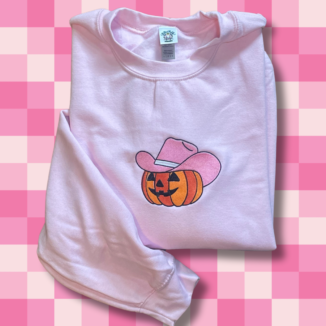 Honky Tonk Pumpkin Embroidered Unisex Crewneck Sweatshirt