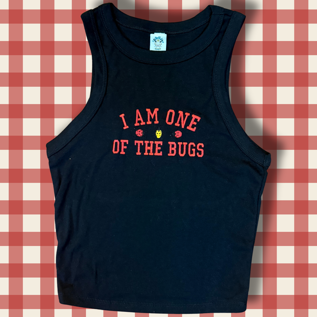 One Of The Bugs Embroidered Baby Tee, Unisex T-Shirt, Boxy Crop or Racerback Baby Tank