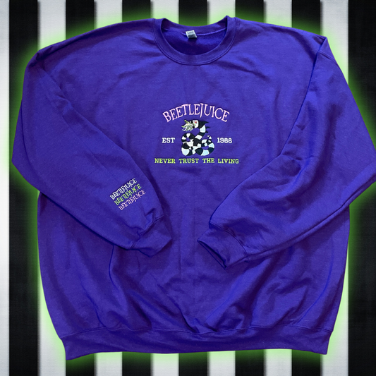 Beetlejuice Never Trust The Living Embroidered Unisex Sweatshirt