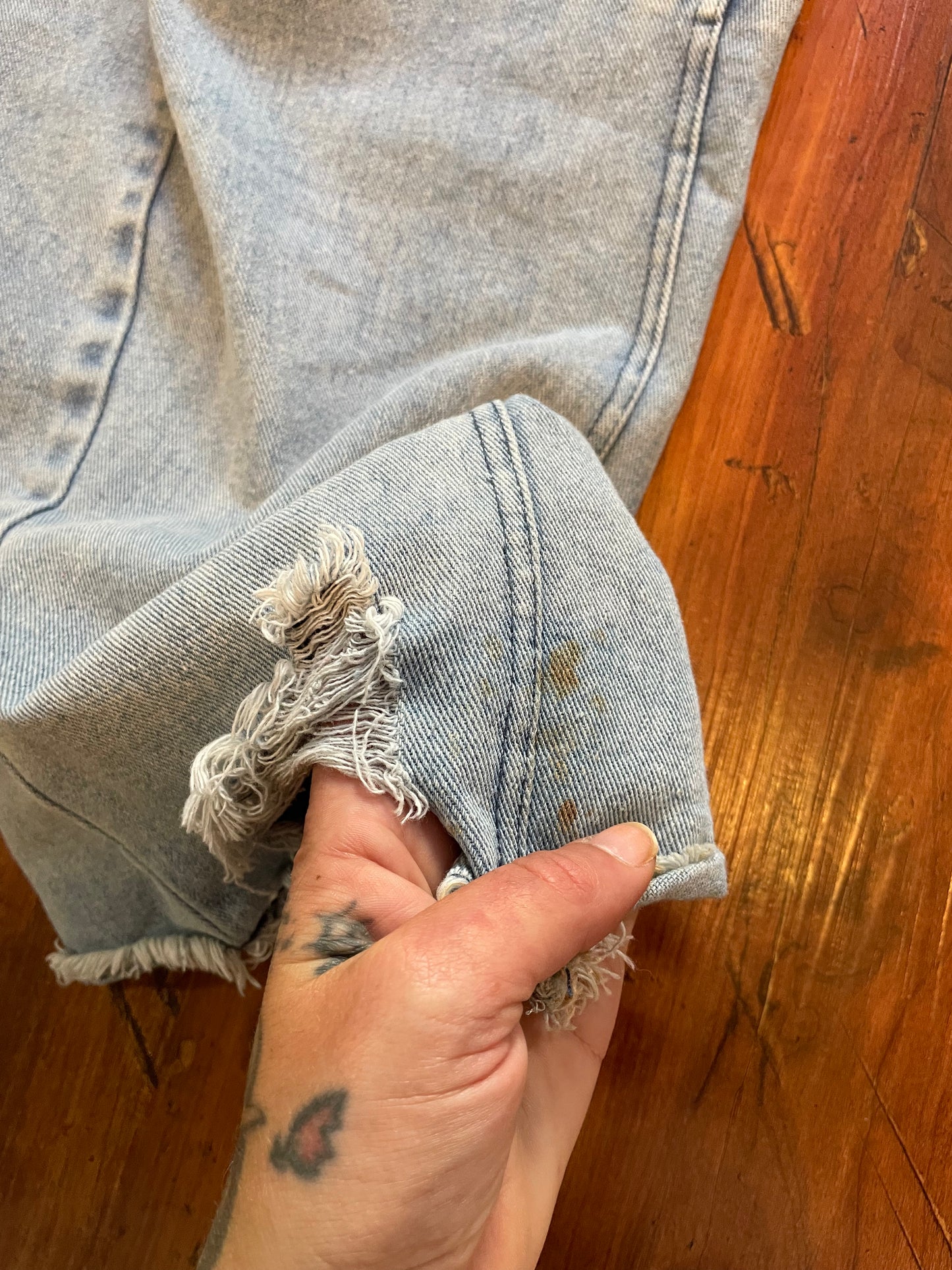 Embroidered Knees Upcycled Denim Barrel Jeans