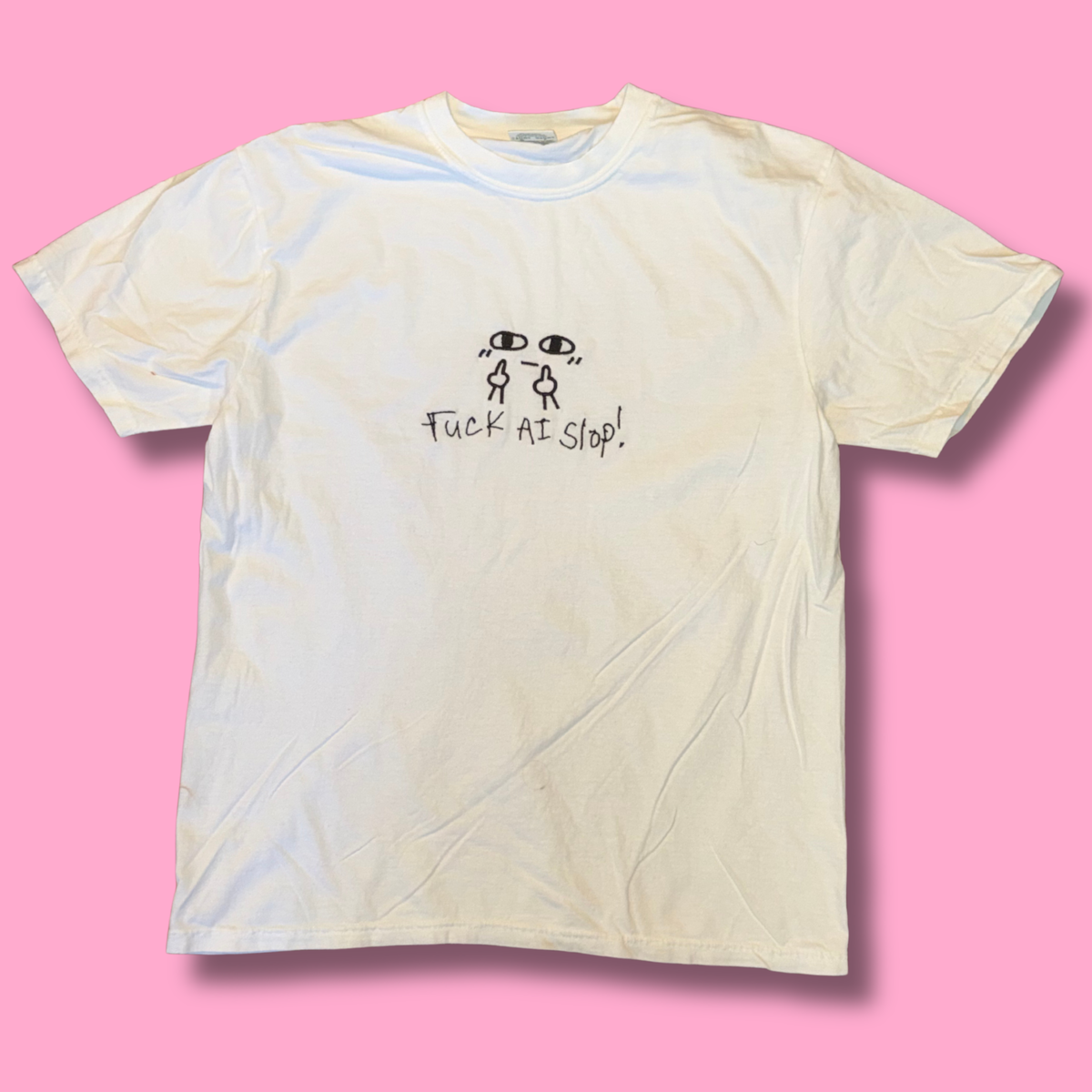 Fuck Ai Slop Embroidered Baby Tee, Boxy Crop, Unisex Tee or Crewneck Sweatshirt