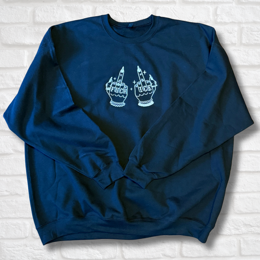 Give ICE The Finger Embroidered Crewneck Sweatshirt