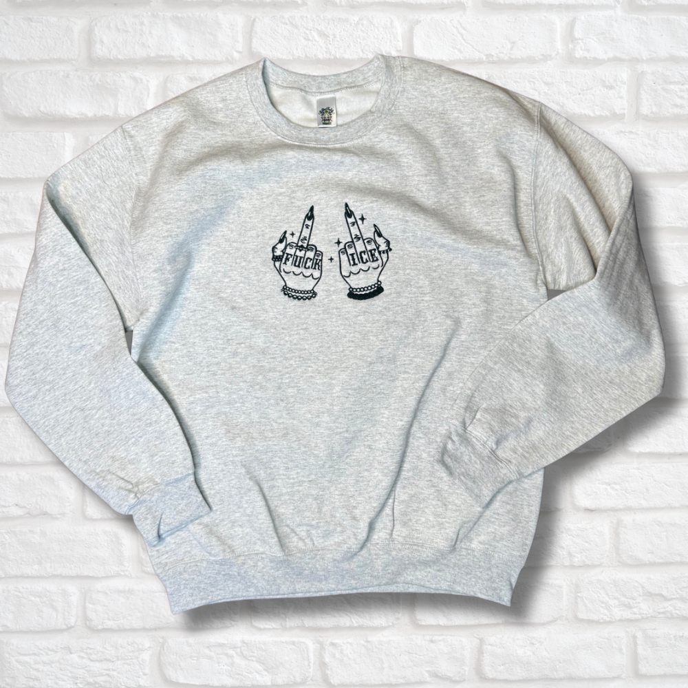 Give ICE The Finger Embroidered Crewneck Sweatshirt