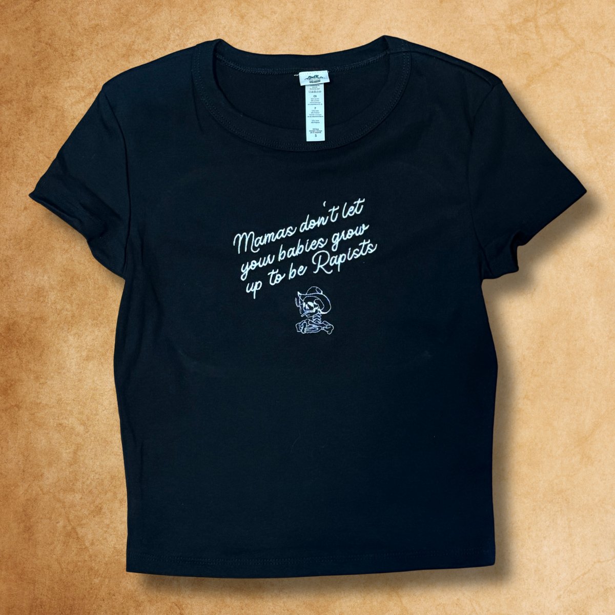 Mamas Don't Let Your Babies Embroidered Baby Tee, Boxy Crop, Unisex T-Shirt or Crewneck Sweatshirt