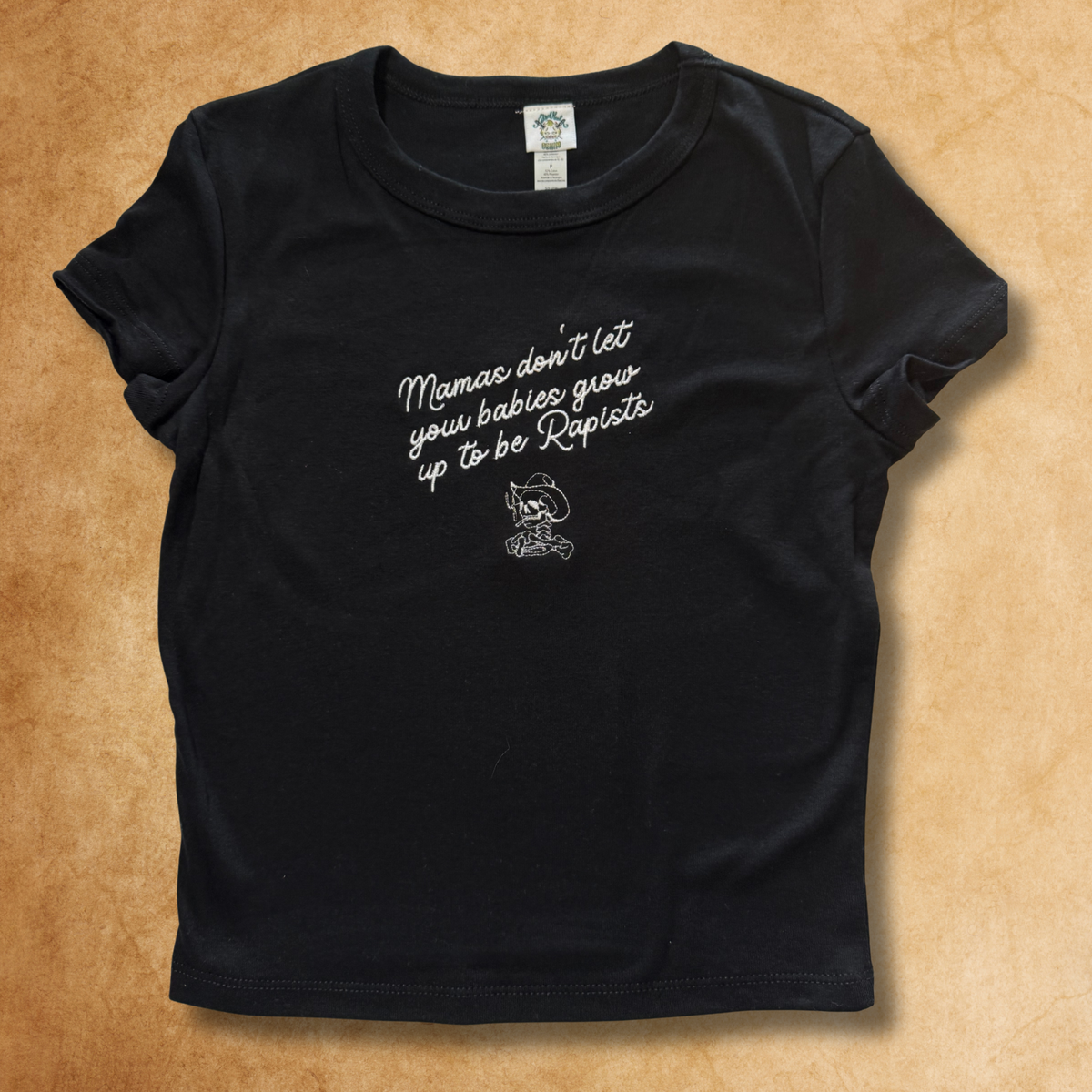 Mamas Don't Let Your Babies Embroidered Baby Tee, Boxy Crop, Unisex T-Shirt or Crewneck Sweatshirt