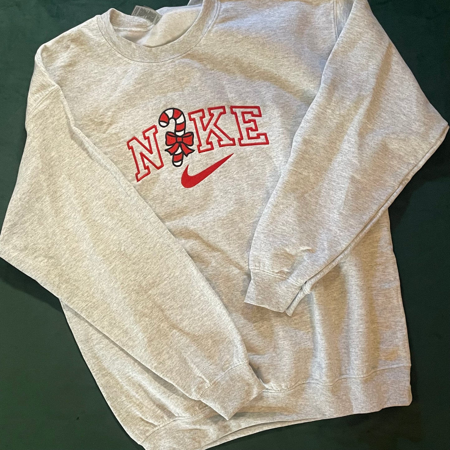 Candy Cane Embroidered Holiday Crewneck Sweatshirt