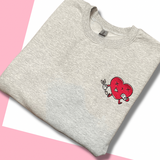 Love Stinks Heart Embroidered Crewneck Sweatshirt
