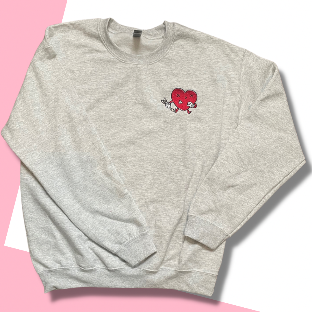 Love Stinks Heart Embroidered Crewneck Sweatshirt