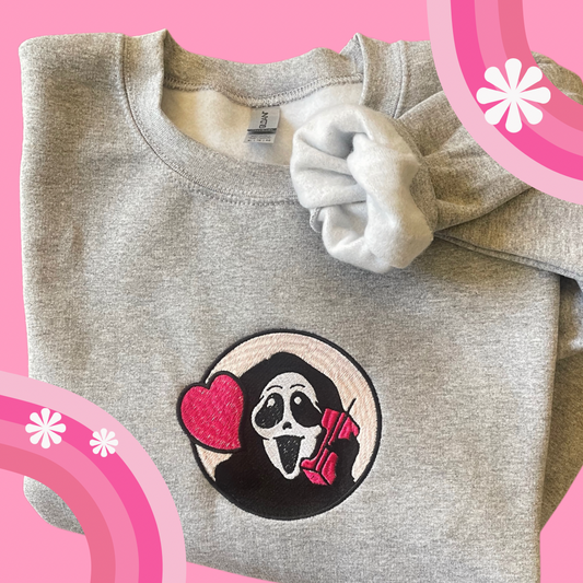 Cutesy Ghostface Embroidered Crewneck Sweatshirt