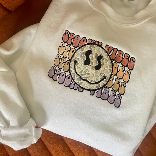 Spooky vibes embroidered crewneck sweatshirt