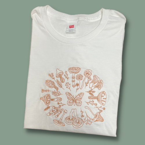 Mushroom Wreath Embroidered Unisex T-Shirt