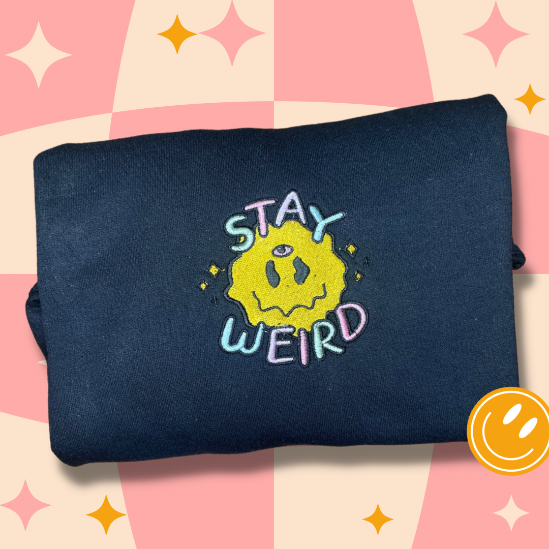 Stay Weird Embroidered Crewneck Sweatshirt