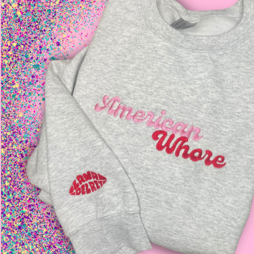 A&W Kisses Lana Del Rey Embroidered Crewneck Sweatshirt