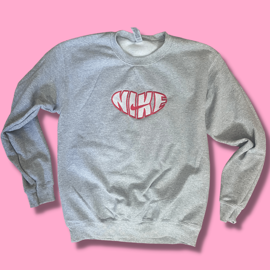 Bubble Heart Embroidered Crewneck Sweatshirt