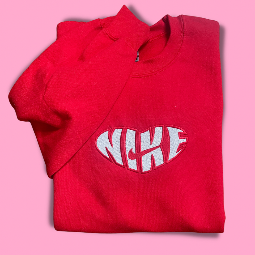 Bubble Heart Embroidered Crewneck Sweatshirt