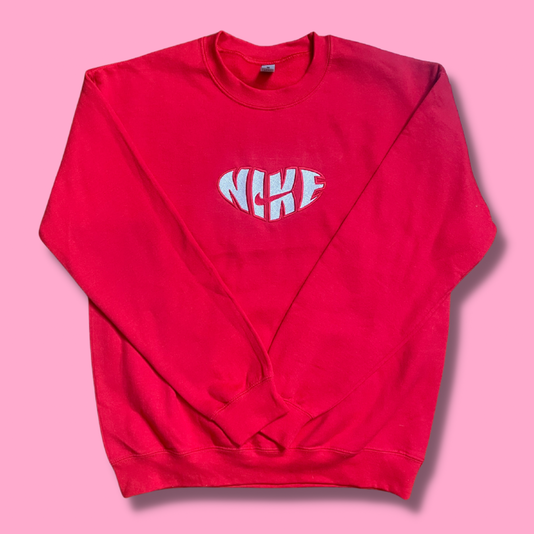 Bubble Heart Embroidered Crewneck Sweatshirt