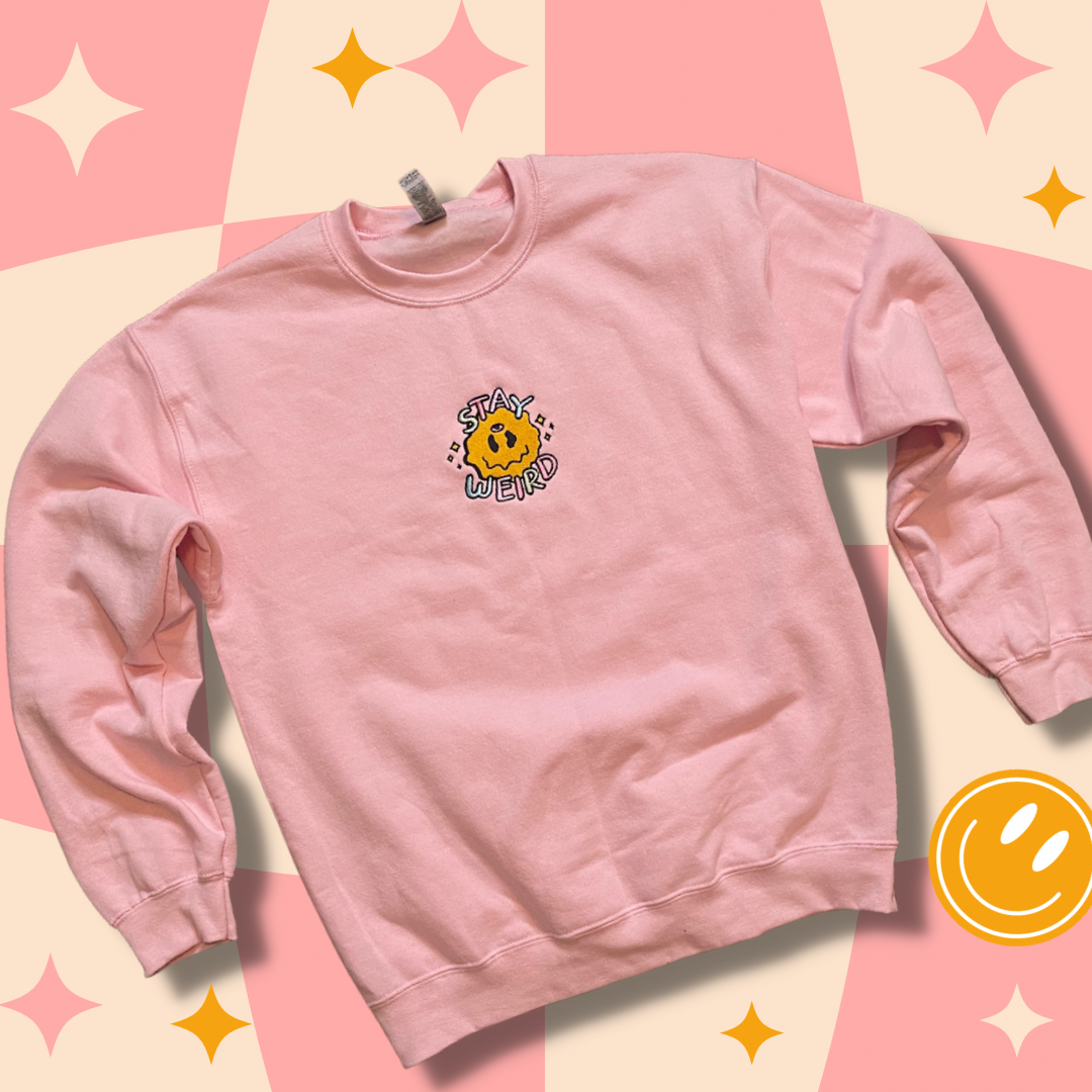 Stay Weird Embroidered Crewneck Sweatshirt